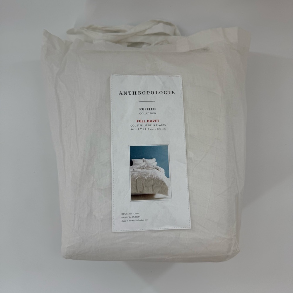 NWT Anthropologie Ruffled Collection White Full Size ( 86" X 90" ) Duvet Cover - Picture 2 of 6